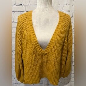 Savage x Fenty Fuzz Fit Knit V-Neck Sweater Honeycomb Yellow size 2X